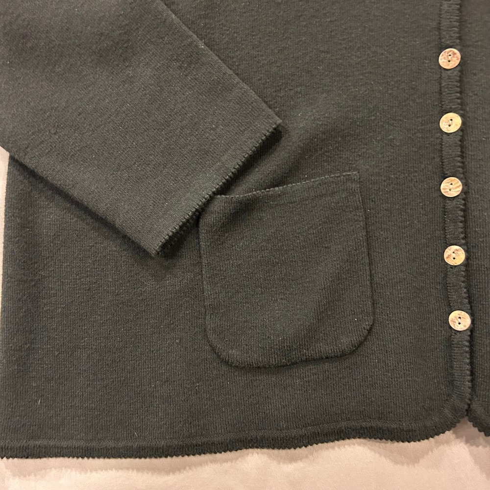 Orvis Women Navy Cotton Cashmere Shawl Collar Button Front Cardigan Sweater XL - Picture 5 of 13